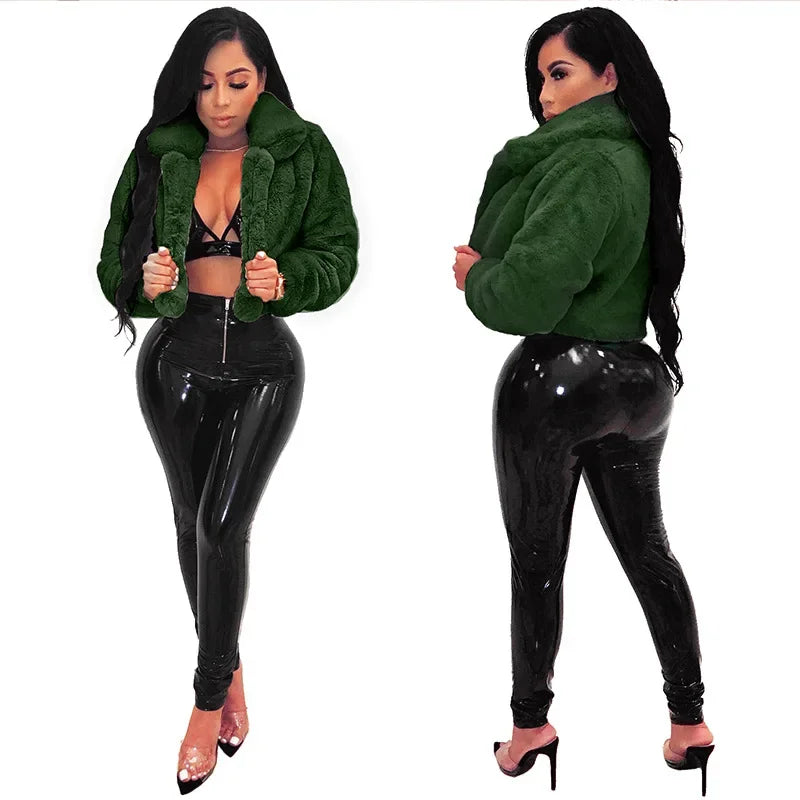 Women Coat Faux Fur Coats Sexy Short Jackets Turn Down Collar Long Maxi Loose Open Stitch Thick Warm Outerwear Autumn Winter