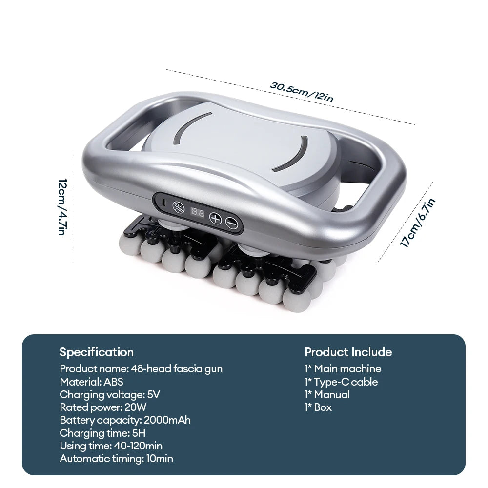 48-Heads Fascia Gun High-Frequency Vibration Body Massage Gun Back and Waist Massager Neck Shoulder Massager Muscle masajeador