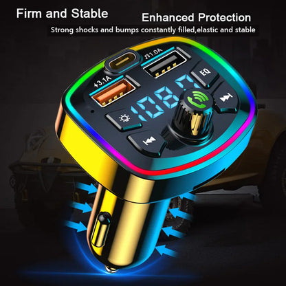 Bluetooth 5.0 FM Transmitter Handsfree Car MP3 Player With 20W USB Super Quick Charge Adapter for Car