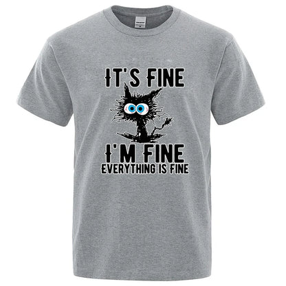 Men's High Quality T-shirt Cotton Blend Funny Cool Cat Printed T-shirt Casual Men Short Sleeve T-shirt for Men T-Shirt Male Top