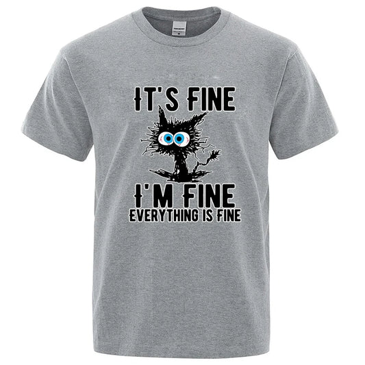 Men's High Quality T-shirt Cotton Blend Funny Cool Cat Printed T-shirt Casual Men Short Sleeve T-shirt for Men T-Shirt Male Top