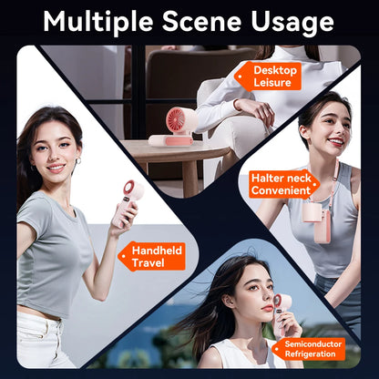 Portable Handheld Fan LED Digital Display With Refrigeration Board 90° Foldable  199Gear Strong Wind Speed 8000mAh F16
