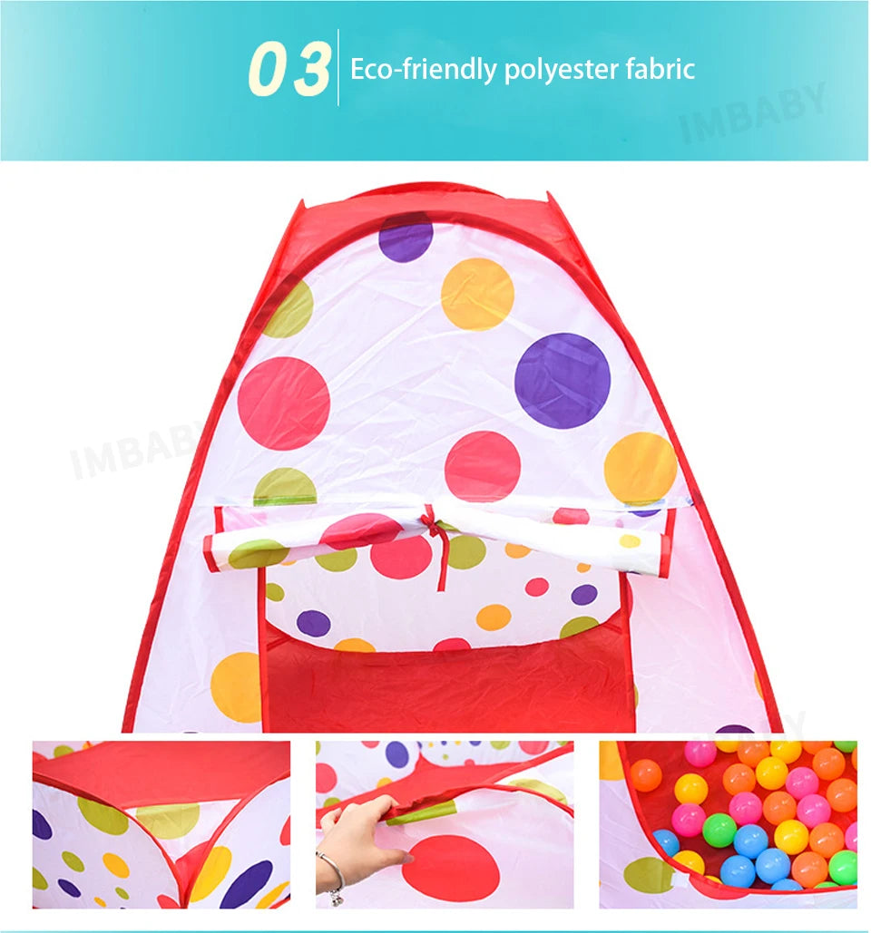 Senior 3-in-1 Foldable Baby Playground Children's Game Tent Baby Ball Fence with Crawling Tunnel Basketball Frame Children Gifts
