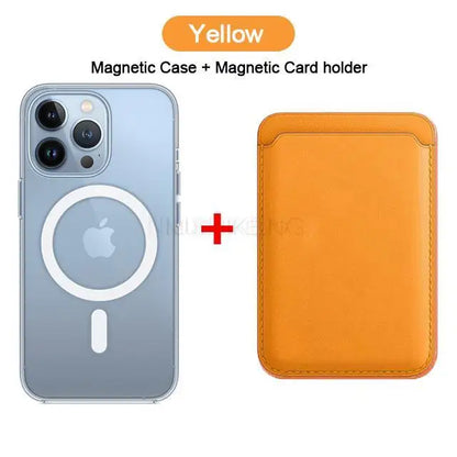 For Magsafe Magnetic Wireless Charging Case For iPhone 15 11 12 13 14 Pro MAX Mini XR XS 7 Plus Leather Wallet Card Holder Cover