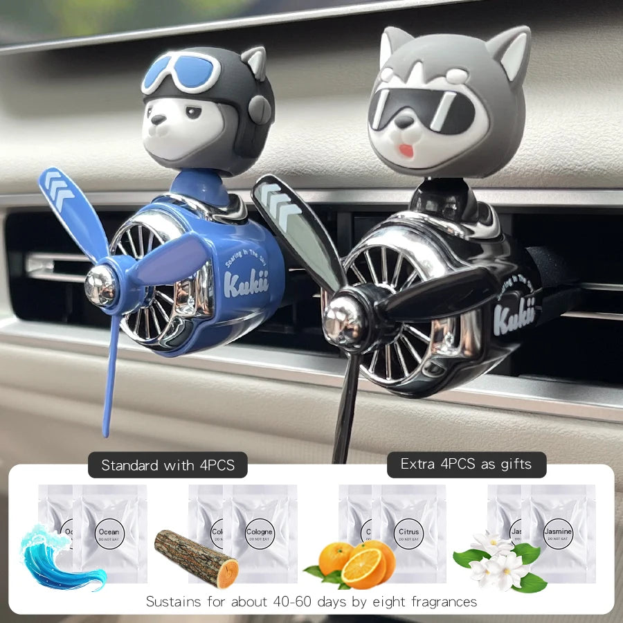 Rotating propeller pilot bear dog car air fresheners accessories decorations fun vent clip perfume diffuser aroma fragrance men