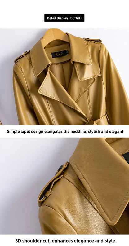 Real Leather Sheepskin Coat Women's Mid-Length Stylish Slimming Autumn Winter New Korean Style Coat Over-Knee Outerwear