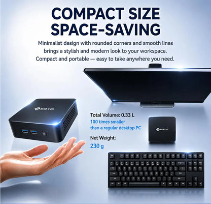 SOYO Mini PC Y5 PLUS Intel I7 4th Gen 4600U 8GB RAM 128GB ROM Windows 11 Pro WiFi BT4.2 Desktop Computer