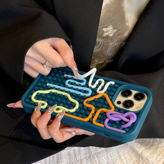 Funny Stuff DIY Brain-training Toys Phone Case for iPhone 12 13 14 15 16 Pro Max Soft Silicone Reliver Stress Creative Cover