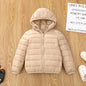 Autumn Children Lightweight Down Coat Winter Boys Girls Solid Hooded Outerwear For 4-10 Years Kids Cotton Clothes Warm Jacket