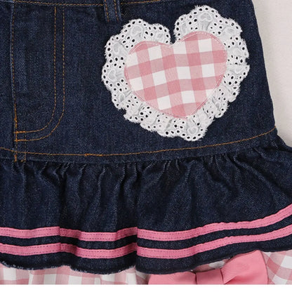Kawaii Girls Lolita Skirts Japanese Women Harajuku Ball Gown Denim Skater Y2K High Waist Lace Cake Skirts Versatile Puffy Skirts