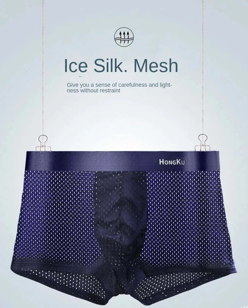 Brand Boxers Man Summer Thin Ice Silk Breathable Men Underpants Soft Touch Men's Briefs 3D Cutting U Pouch Design Underwear Man