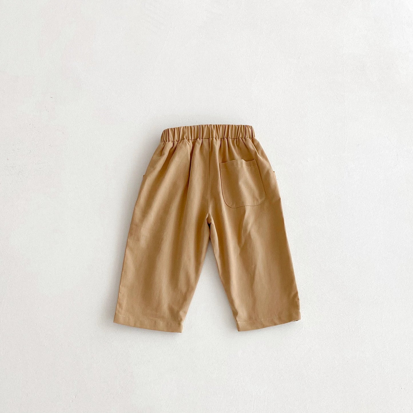 Toddler Girl Cotton Pleated Harem Pants 1-6Y Kids Boys Solid Color Casual Roll Up Trousers Comfy Elastic Waist Kids Bottoms