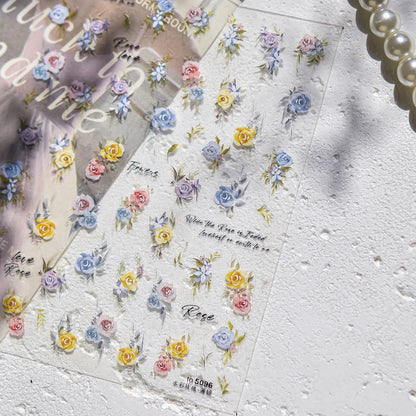 Cute Animal Face 5D Nail Art Stickers Cartoon Cat Bunny Dog Mouse Kawaii Expressions Simple Self Adhesive Manicure Decal DIY