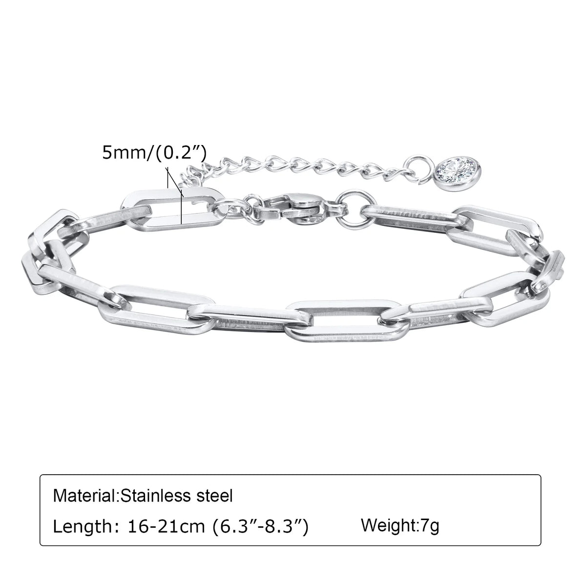Women Chain Bracelet Silver Color, Stainless Steel Link Stackable Bracelets, Layered Waterproof Gifts