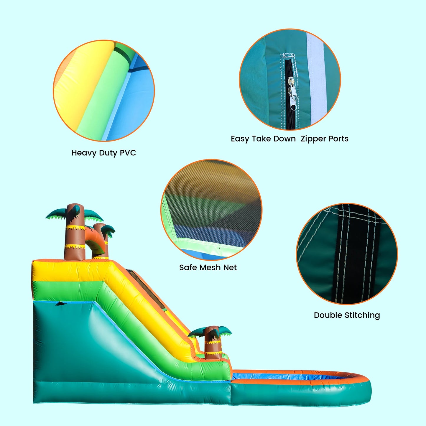 6.4m Commercial Inflatable Bounce House Tropical Water Slide Pool 950w Blower Children's playground, children's toys