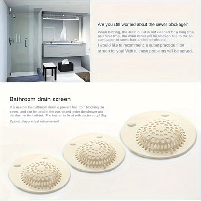 3pcs Hair Catcher Shower Drain - Anti-Clog Kitchen Sink & Bathtub Strainer, Lightweight Oval Design for Efficient Water Flow