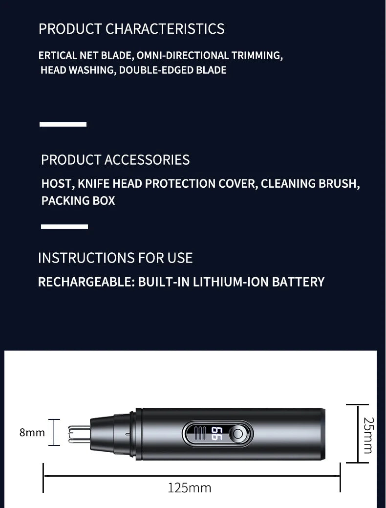 Nose Hair Trimmer USB Rechargeable Trimmer For Nose Electric Shaver Trim Nose Hair For Women And Men
