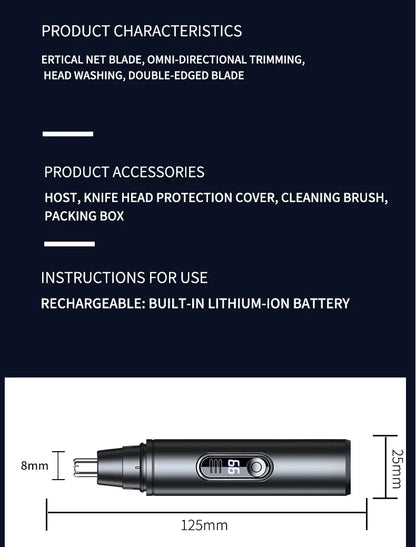 Nose Hair Trimmer USB Rechargeable Trimmer For Nose Electric Shaver Trim Nose Hair For Women And Men