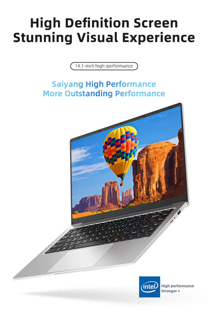 Xiaman 14.1 Inch HD Display Laptop Computer Windows 11 Pro Intel Atom A3950 Laptops Lightweight Notebook PC Office Study Computer