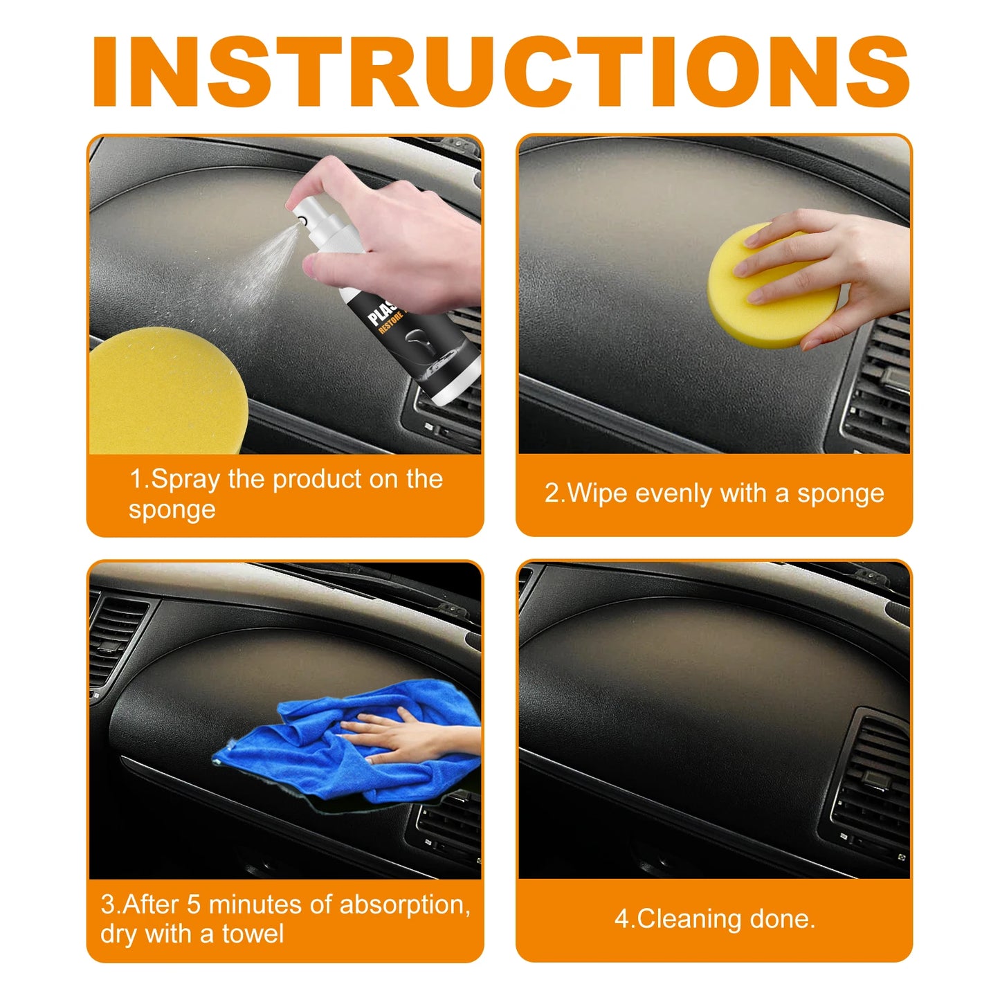 Car Plastic Restorer Back To Black Gloss Plastic Renovator Longlasting Coating Leather Restore Auto Polish Cleaning Products