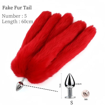 Sexy Multi Taile False Fox Tail with Separable Metal Butt Plug Anal Sex Toys for Couple BDSM Role Play Adult Products