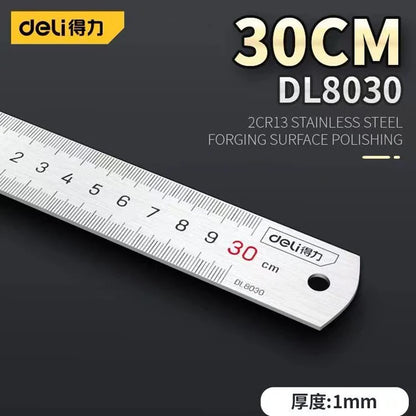 Deli 1 Pcs 15/20/30/50cm Multi-standard Measuring Ruler Stainless Steel Woodworking Portable Hand Percision Measuring Tools