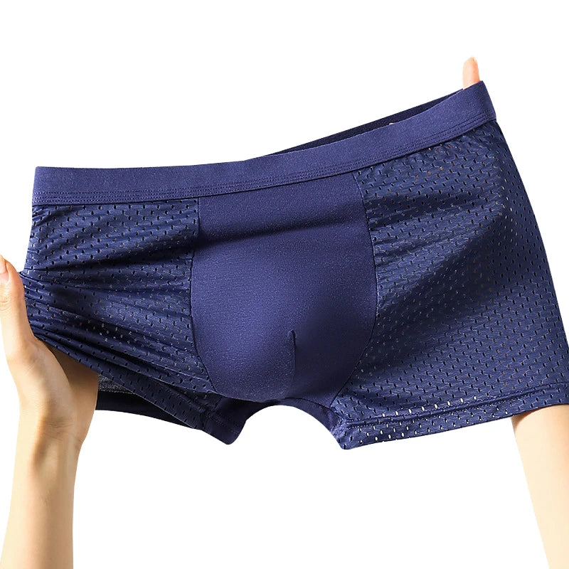 8pcs/set Men's Panties Ice Silk Mesh Men Underwear Breathable Men's Underpant Fashion Panties Male Solid Color Boxer Shorts