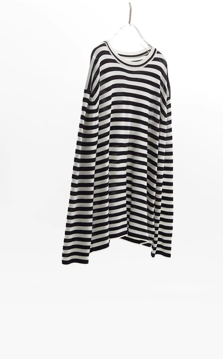 Classic Striped Long Sleeve T-Shirt Casual Versatile Knitted Pullover Top for Women 2026 Spring New Style