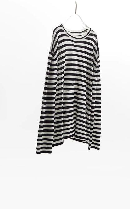 Classic Striped Long Sleeve T-Shirt Casual Versatile Knitted Pullover Top for Women 2026 Spring New Style