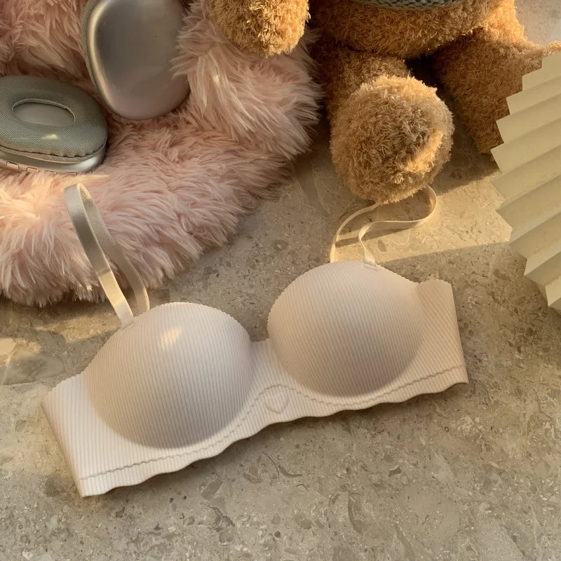 Sexy Push-Up Seamless Bra Women's Non-wire Ribbed Bralette Soft Fixed Half-Cup Underwear Invisible Bra Small Chest Lingerie S-XL
