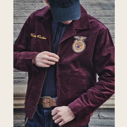 2026 Spring/Summer American Retro Workwear Long-Sleeved Farmer's Coop Jacket for Male Youth - High-end Trendy Corduroy Coat