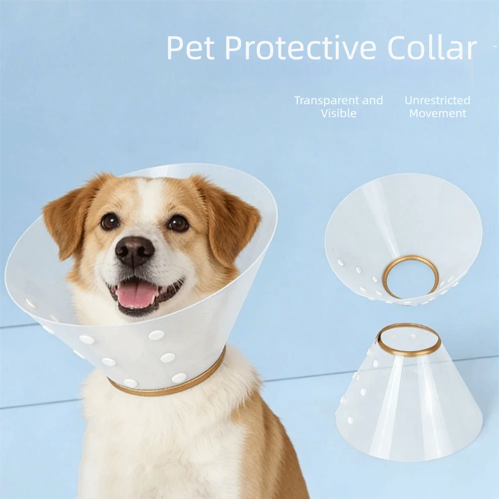 Plastic Cat Recovery Collar Adjustable Anti-bite Pet Protective Collar Transparent Waterproof Anti-licking Collar Pet Recovery