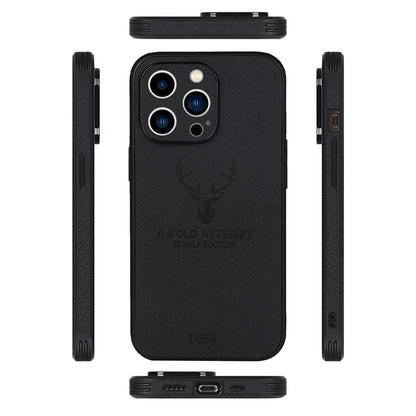 Luxury Business Leather Bumper Case For iPhone 17 Air 16 15 14 13 12 11 Pro Max Mini Plus Shockproof Soft Deer Head Back Cover