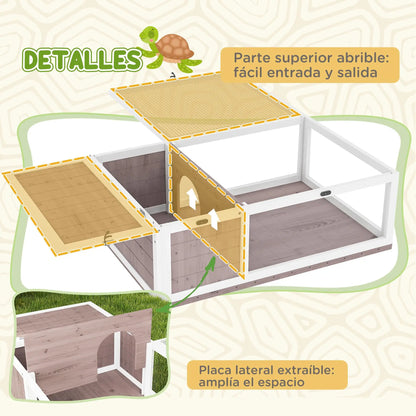 Turtle enclosure 91x60.5x32cm spruce with roof, 2 Zones & folding side walls for reptiles inside