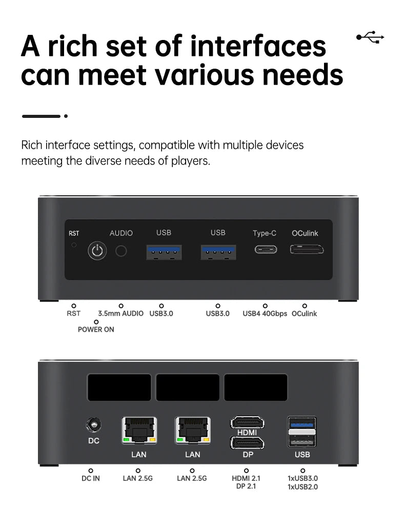 Topton Gaming Mini PC OCuLink AMD Ryzen AI 9 HX 370 AI 7 PRO 360 Ryzen 7 8845HS/7840HS Desktop Small Computer Windows 11 WiFi6E
