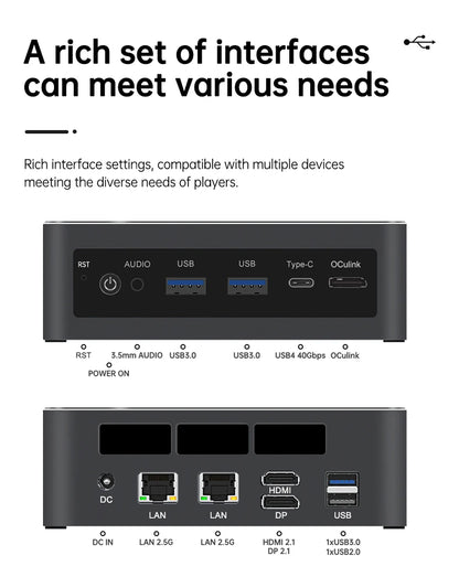 Topton Gaming Mini PC Oculink AMD Ryzen AI 9 HX 370 R7 8845HS USB4.0 2x2.5G LAN 2xPCIe4.0 NUC Mini Computer Windows 11 WiFi6