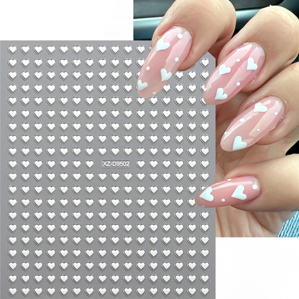 8pcs/set Mini Red Heart Valentines Nail Stickers Irregular Love Stripe Gold/Silver Nail Decals Sliders Laser Shiny Manicure Acce