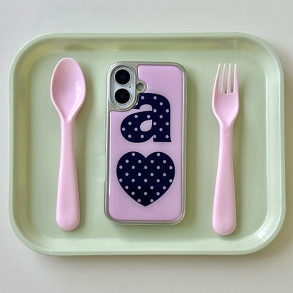 Luxury Clmj NAVY DOTTY LOVE PINK Phone Case for iPhone 17 16e 16 15 14 13 12 11 Air Pro Max X XR XSMAX 8 7 Plus Clear Back Cover