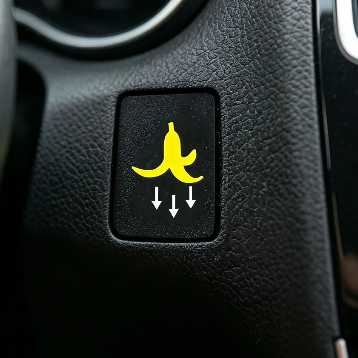 2Pcs Banana Peel Button Decals, Funny Car Stickers, Waterproof PVC Accessories for Motorcycle Car Truck Vehicle