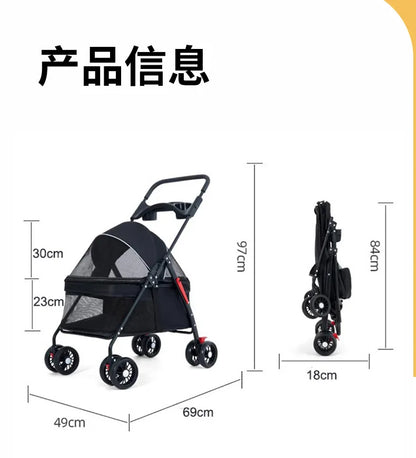 Multi Function Pet Stroller Foldable Push Pull Trolley Carrier Handbag for Cats Small Dogs Outdoor Travel Daily Use 펫 유모차