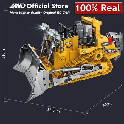 4WD Remote Control Excavator 4x4 Alloy Dump Truck Bulldozer Radio Model RC Car Construction Vehicle with Lights Sound Toy Gift