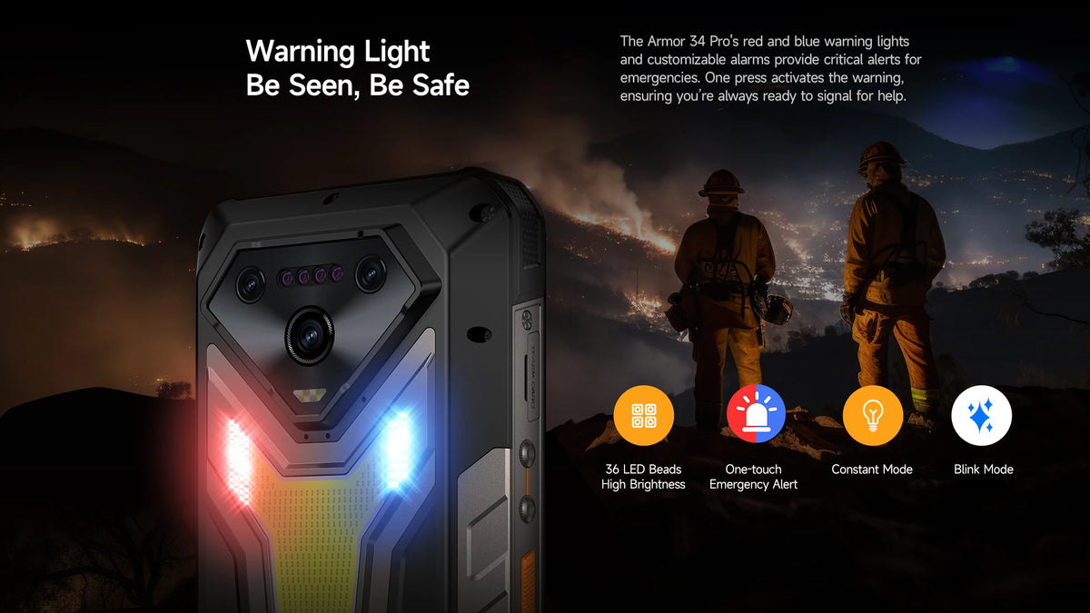 Ulefone Armor 34 Pro+ 5G Rugged Smartphone 16GB+512GB 25500mAh Built-in Projector 64MP Night Vision 6.95'' 120Hz NFC Android 15