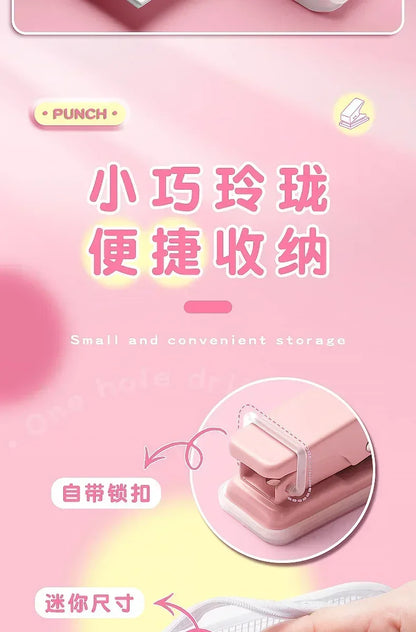 Mini Hole Punch 1 Hole Cute Paper Punch Portable Round Hole Puncher Paper Cutter Kawaii Office School Supplies Stationery Items