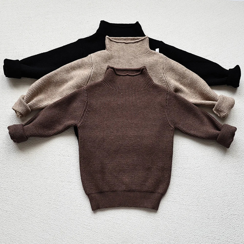 MILANCEL Spring Autumn New Kids Infant Sweaters Turtleneck Boys Pullover Boys Knitwear Girls Base Sweater