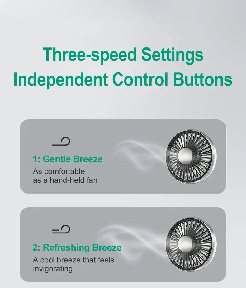 EAFC Car USB Fan Dual Head Cooling Air Fan Independent Switch 3-Speed 360 Degree Adjustable Auto Fan Car Electrical Appliances