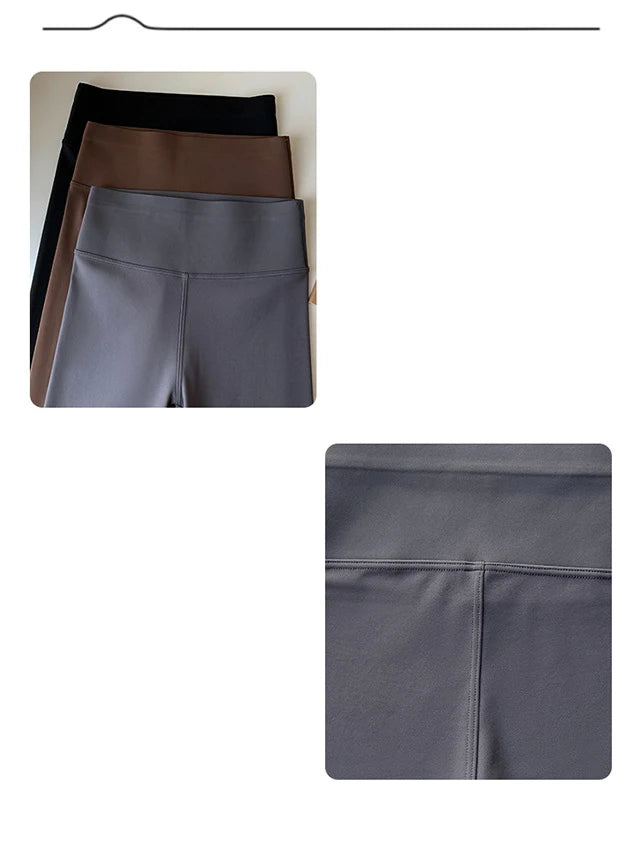 BIVIGAOS Spring Autumn Brushed Foot Tights Sharkskin Leggings Women's High Waist Elastic Tight-Fit Sexy Sports Yoga Leggings