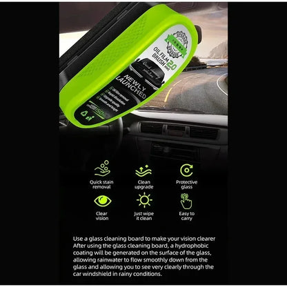 Crystal-Clear Windshields for European Cars: Glass Brush + Oil Film Remover (Front & Interior)