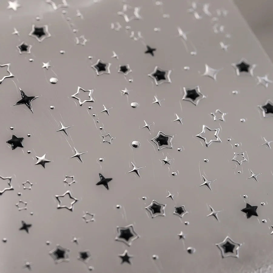 Bronzing Nails Sticker Ice Transparent Star Back Adhesive Nail Art Stickers Cool Five-pointed Star Manicure Decoration 3D Decals