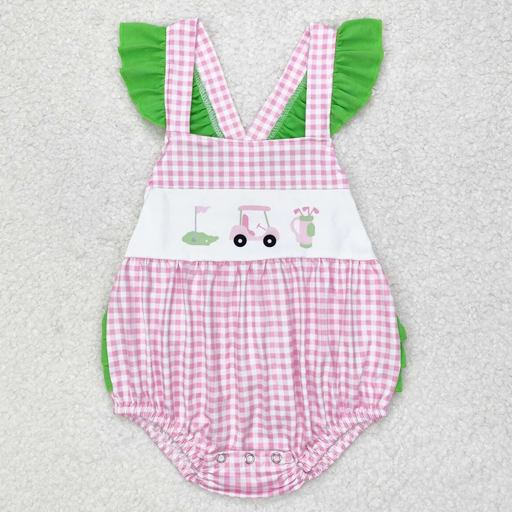 New Fashion Baby Infant Girls Rompers Bow Pink Flutter Sleeve Rompers Boutique Toddler Girls Bubble Rompers Onesie Wholesale Hot