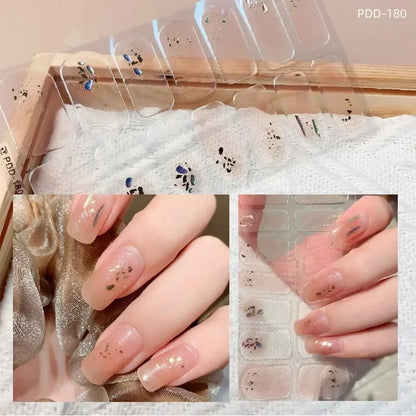 1PC Gel Nail Sticker Patch Slider Flower Gradient Color Back Glue Full Cover Waterproof Gel Nail Sticker UV Lamp Curing Manicur